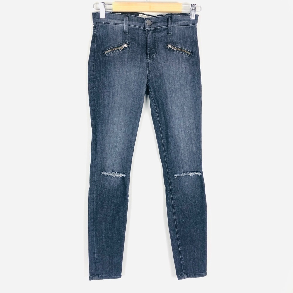 Current/Elliott Distressed Zipper Pockets Skinny Jean 26